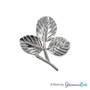 Vintage Sarah Coventry Silver Tone Three Leaf Brooch